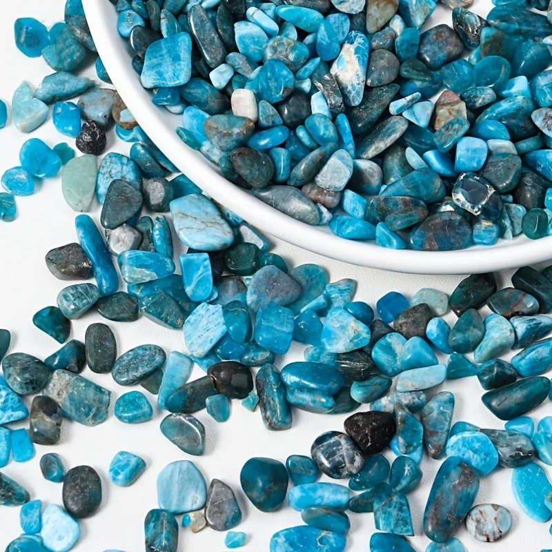 Natural Blue Apatite Crystal Flakes – Polished Stone Chips for Aquariums, Jewelry Making, Home Decor & DIY Projects