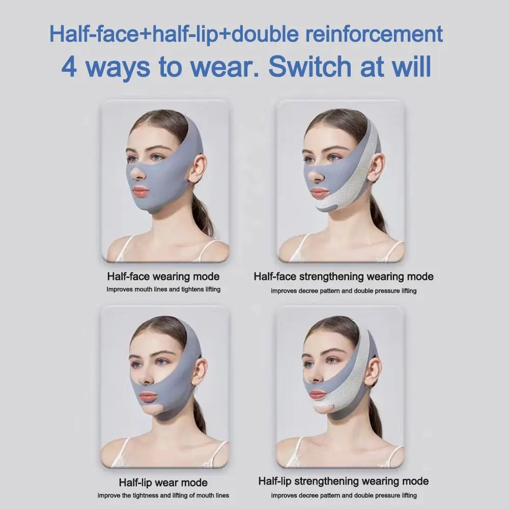 Masque de sommeil sculptant le visage réglable, sangle amincissante élastique, ligne en V, masque saillant, respirant, soins de la peau, masque liftant et raffermissant