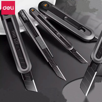 Deli Retractable Utility Knife Portable Pocket Box Cutter Paper Cut 18mm 9mm Metal Blades for Office School Stationery Supplies