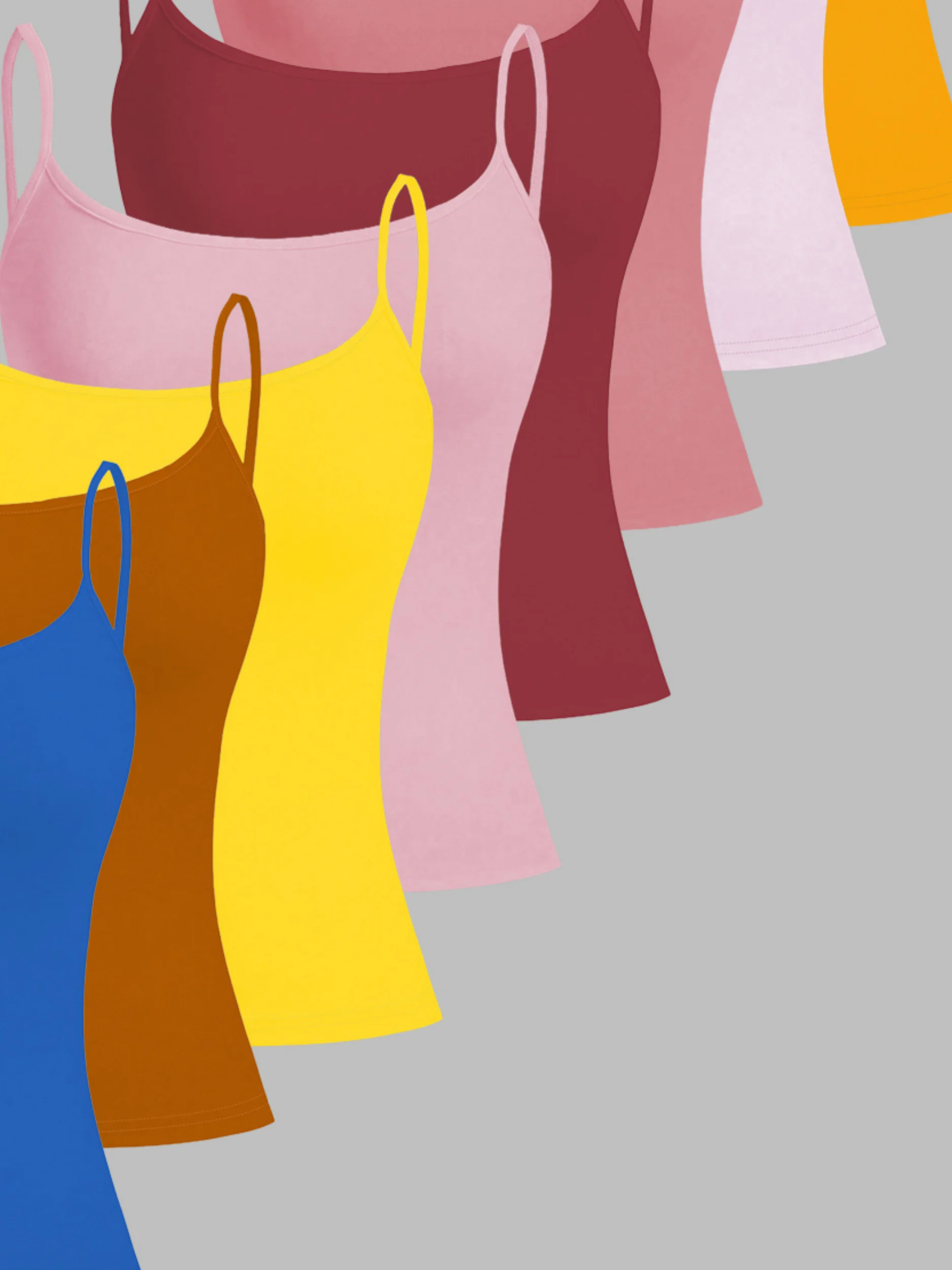 

5-piece set of women's spring, summer and autumn sexy spaghetti straps solid color suspenders (random color)