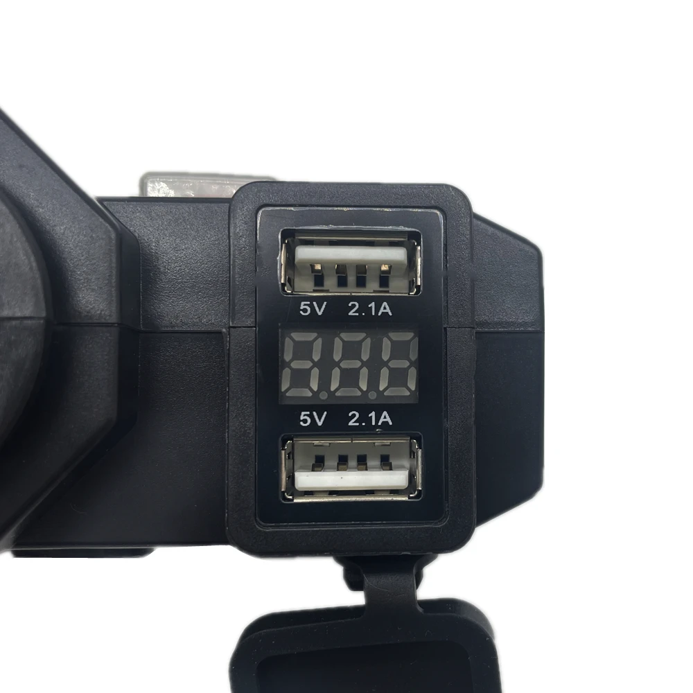 Dual USB Port Cigarette Lighter Socket Motorcycle Handlebar Charger For Phone Digital Display 2.1A Adapter Power Supply