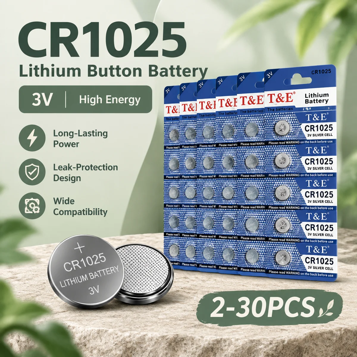 CR1025 3V Lithium Coin Cell Button Battery, KL1025/BR1025 Watch Battery for Key Fob, Toy Remote, Watch and Calculator, 2-30PCS