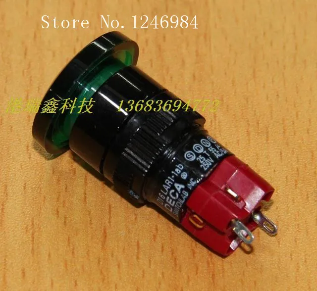 M16 قفل إعادة تعيين زر التبديل ديكا تايوان التحالف التقدمي جولة واحدة أحمر أخضر الفطر رئيس D16LMR1-1AB D16LAR1-1AB-10pcs