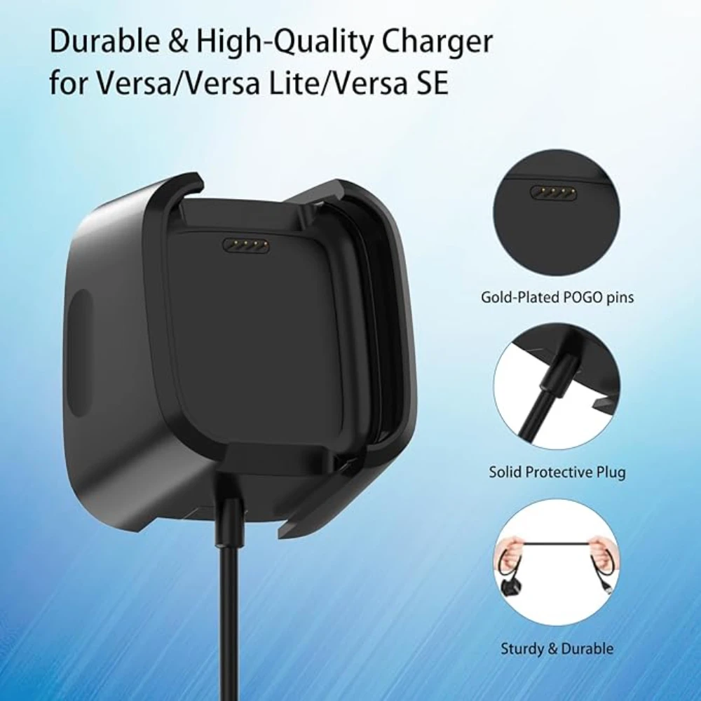 Charging USB Dock for Fitbit Versa 1 (not available for Versa 2)- Smartwatch Charger Cable Stand with Overcurrent Protection