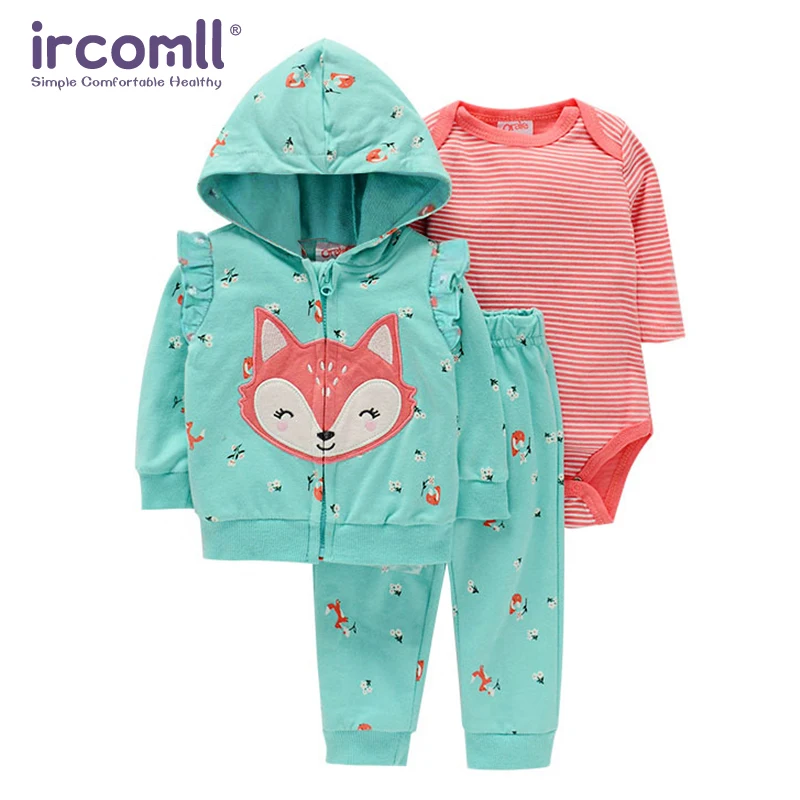 Ircomll-Ensemble de vêtements pour bébé fille et garçon, veste à capuche pour nouveau-né, costume de batterie fj+, tenues pour enfant, 3 pièces