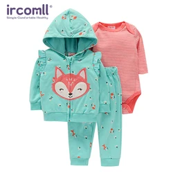 Ircomll Baby Clothes Set for Newborns Toddler Girl Boy Clothes Hooded Jacket Trousers + Bodysuits 3pcs Child sets Infant Outfits