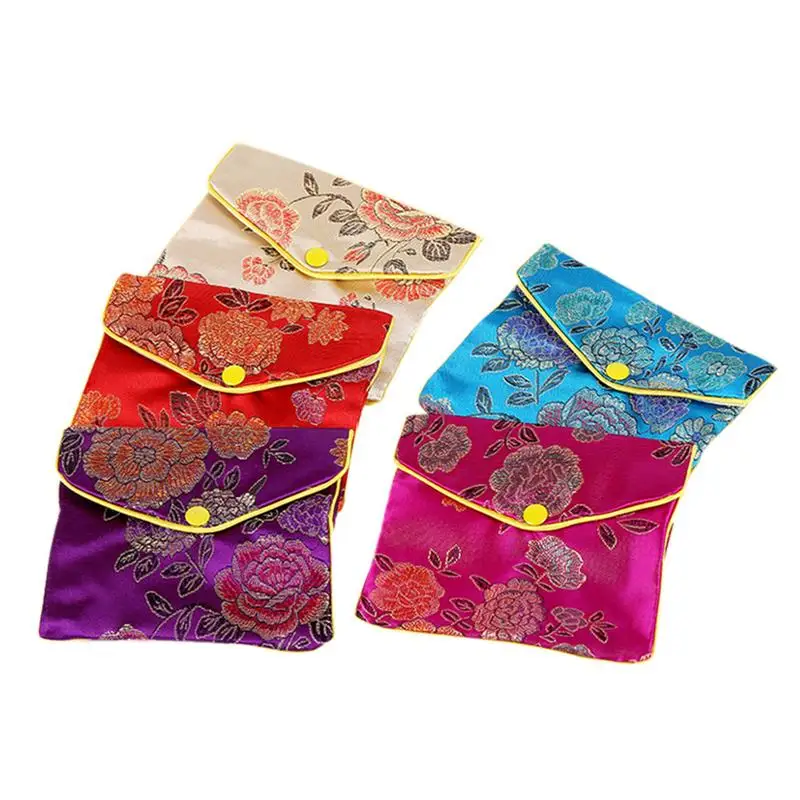 Silk Pouches For Jewelry 12pcs Coin Case With Zipper Chinese Silk Style Embroidered Bag Jewelry Carrying Pouches Gift Bags