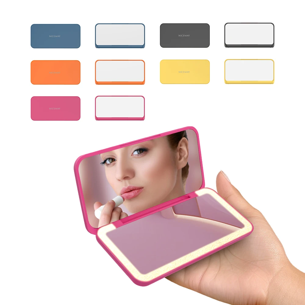 Touch Switch Beauty Light Mirror Portable Cosmetic Fashion Folding Travel Mini LED Makeup Mirror
