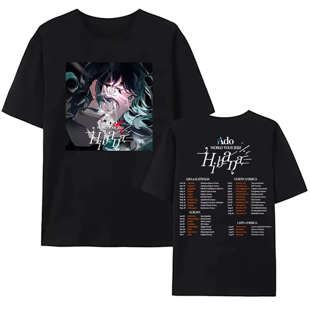 

Ado WORLD TOUR 2025 Hibana Tshirts Cotton Short Sleeve Unisex T-shirt Japan Style Fashion Printing Clothing Women Men Tees Tops