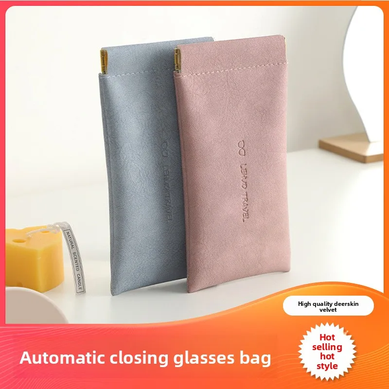 Auto-Close Spring Clip Sunglasses Case, Scratch-Proof Portable Eyeglass Pouch  Slim Travel Glasses Holder for Purse Pocket