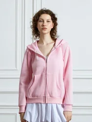 Womens Zip Up Hoodis Cute Pink Bow Print Long Sleeve Hooded Sweatshirt with Pockets Autumn Casual Loose Jackets Coat Streetwear