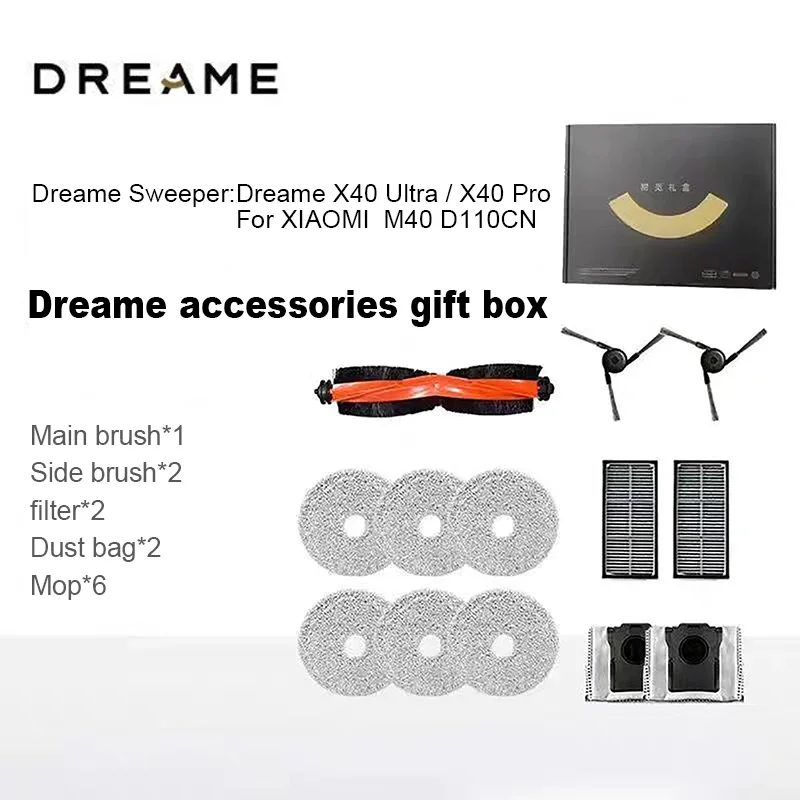 Original Dreame Bot X40 Ultra For Xiaomi Mijia M40 D110CN Robot Vacuum Cleaner Accessory Side main Brush, Filter, Mop Rag parts