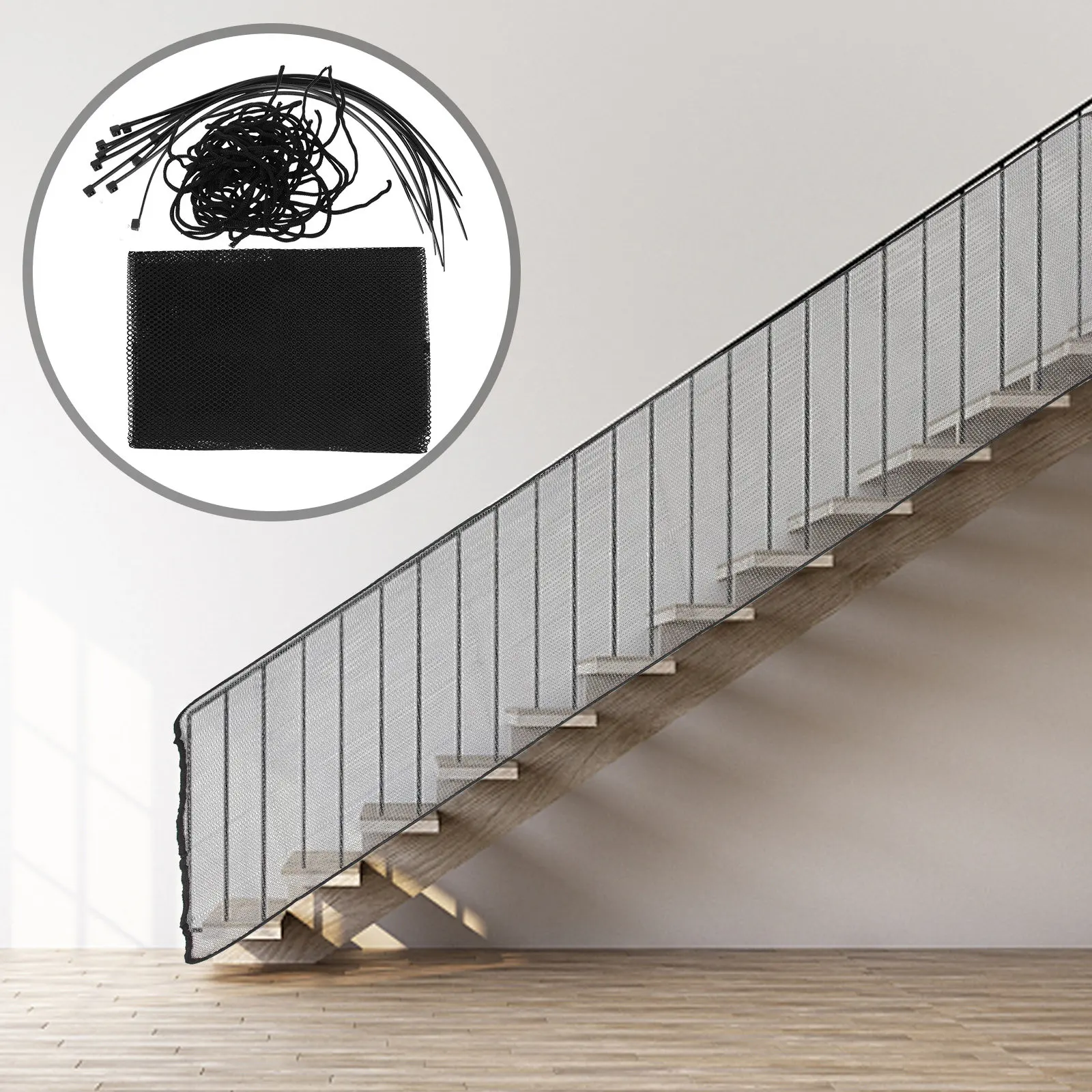 

1Set Stair Safety Net 1.5x0.9m Heavy Duty Mesh Banister Guard for Balcony Deck Hallway Child Proofing Baby Railing Net Pet