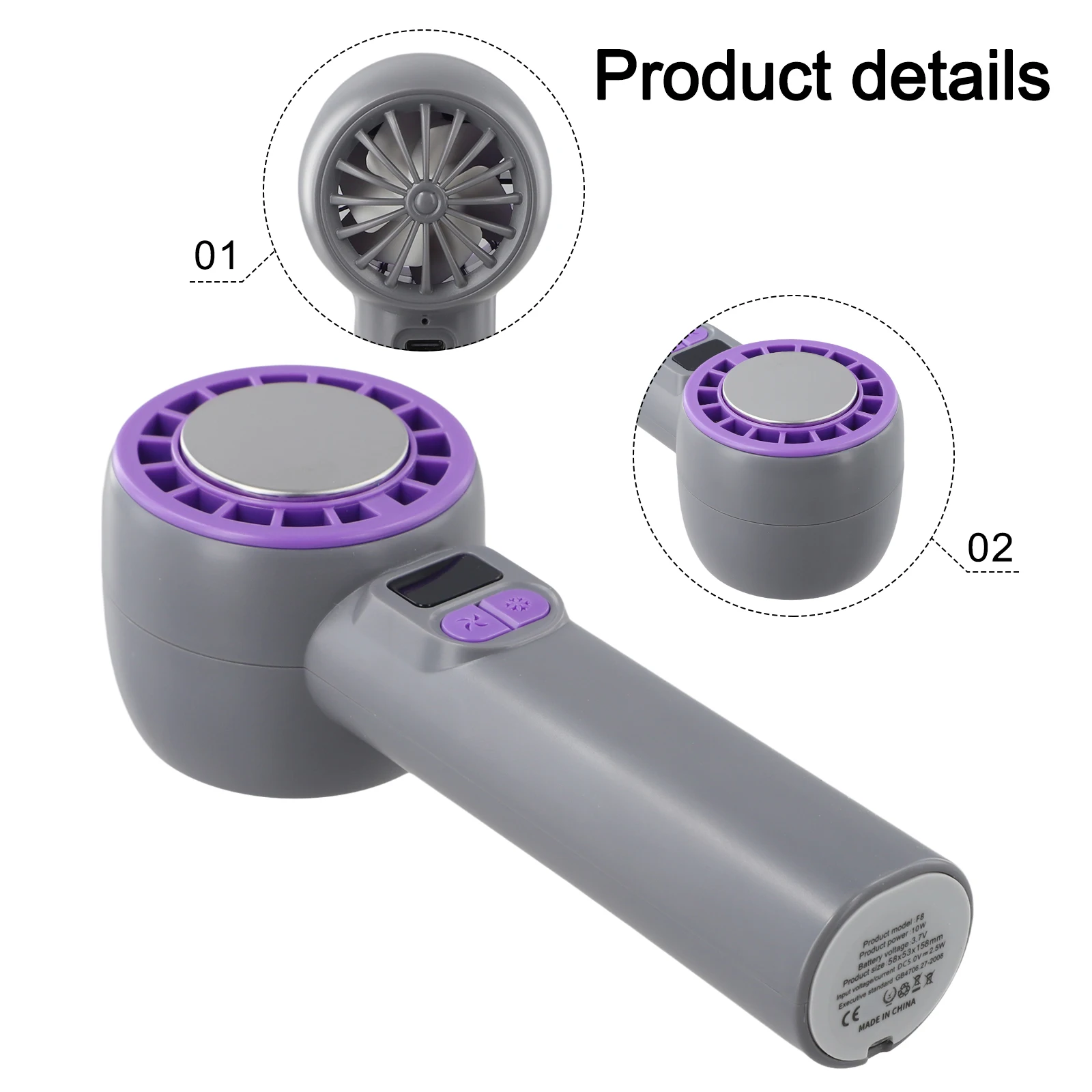 USB Rechargeable Fan Digital Display Fan Everyday Use Cooling Accessory Indoor And Outdoor Use For Outdoor Activities