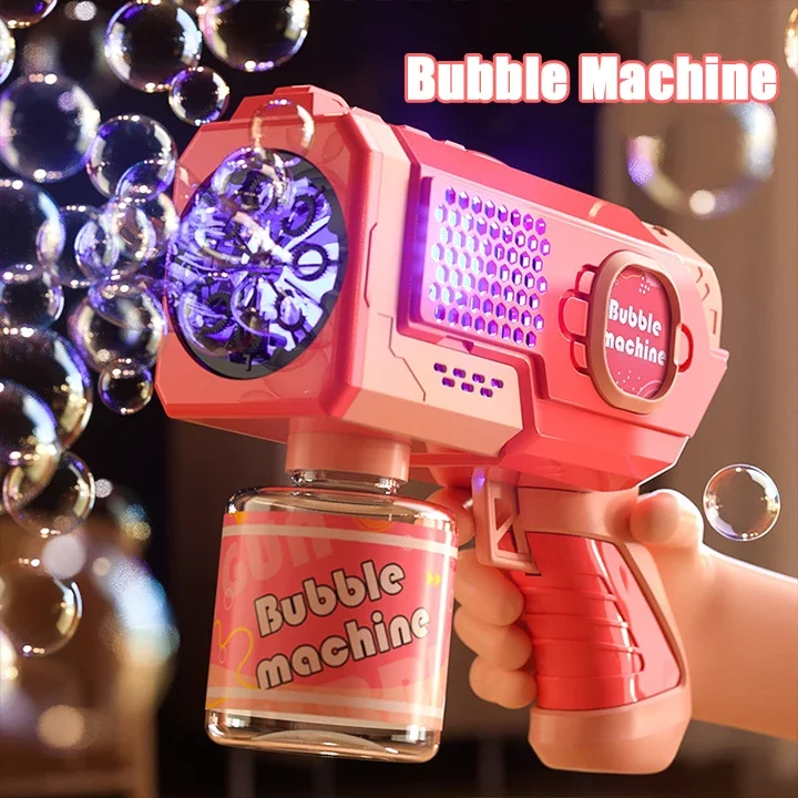 Espaço elétrico automático máquina de bolhas arma bolha verão praia banho jogos ao ar livre crianças fantasia brinquedos presente brinquedo bolha
