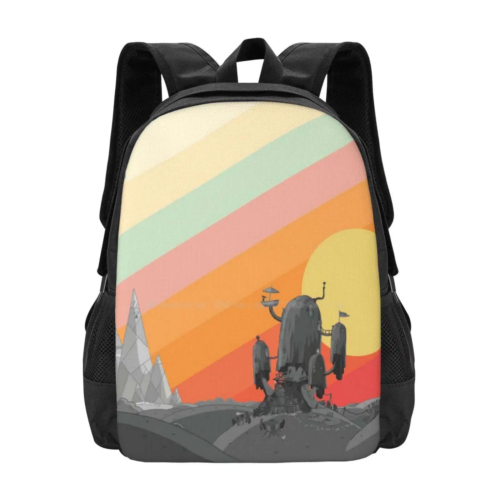 Land Of Ooo ( Adventure Time ) Large Capacity School Backpack Laptop Bags Adventure Time Fan Art Finn And Jake Flame Princess