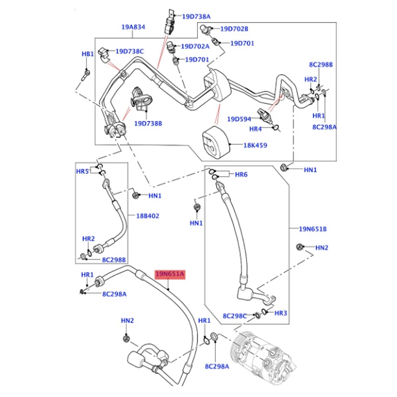 LR027791 La nd Ro ve r Tube And Hose-A/C Compressor Outlet