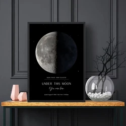 Custom Moon Phase Prints Birthday Anniversary Gift Personalized Poster Unframed Night Sky Star Map By Date Home Decor Painting