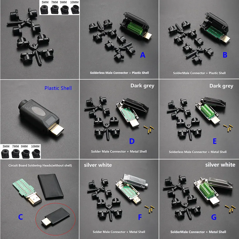 1PC HDMI-compatible 2.0 Welding Connectors 4K HD Line Repair HDMI-compatible Solder-free Plug Connector DIY Male Adapter