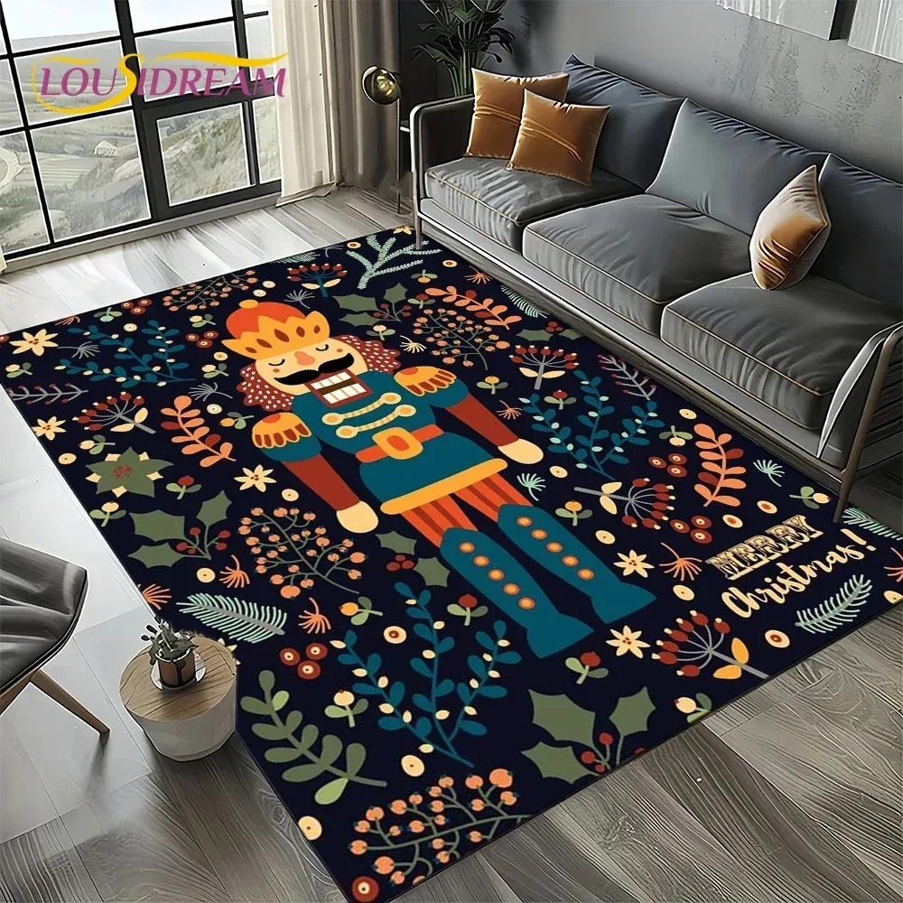 Cartoon Christmas Tree New Year Nutcracker Fairy Tales Carpet Rug for Living Room Bedroom Home Sofa Decoration,Kids Floor Mat