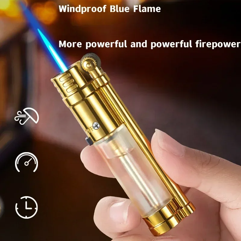 

Mini Butane Lighter Windproof Blue Flame Torch Lighter Flint Grinding Wheel Cigar Lighter Outdoor Camping Men's Gift Encendedor