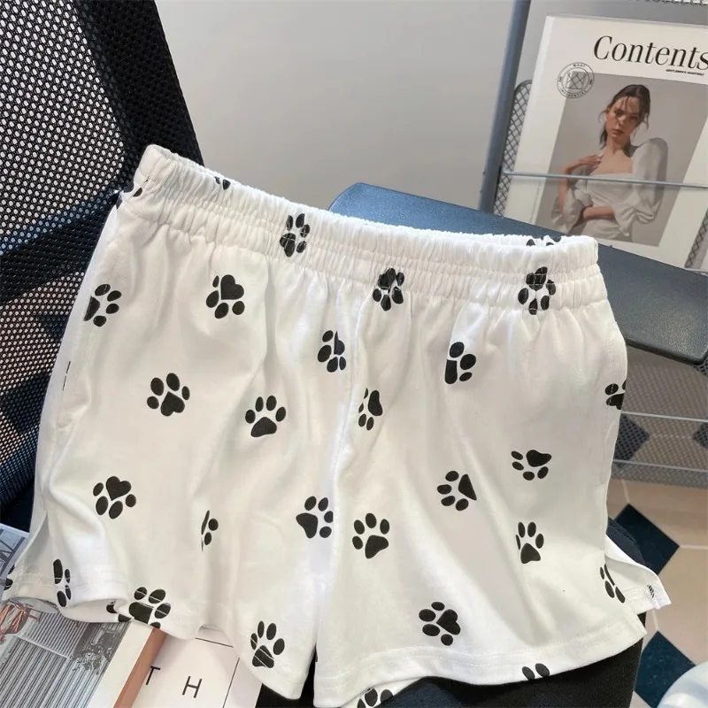 Ebaihui japanische süße Hunde pfote bedruckte Damen Shorts Sommer hohe Taille weites Bein Shorts lässig vielseitige Homewear