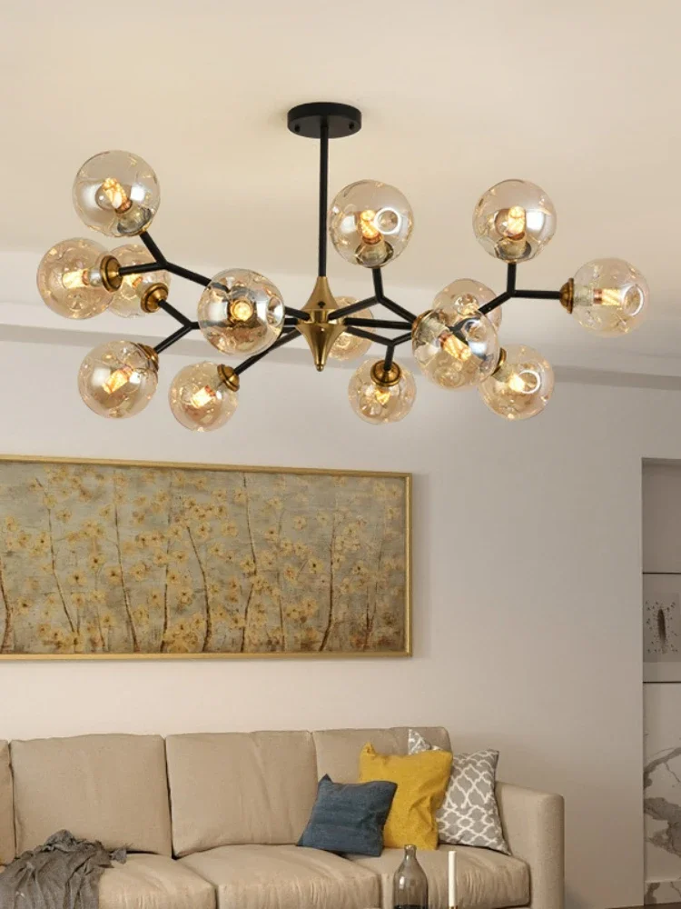 Imagem -04 - Nordic Led Glass Ball Teto Candelabro Pingente Preto Luzes Home Decor Suspensão Lusters Fixture Sala de Estar Sala de Jantar Quarto