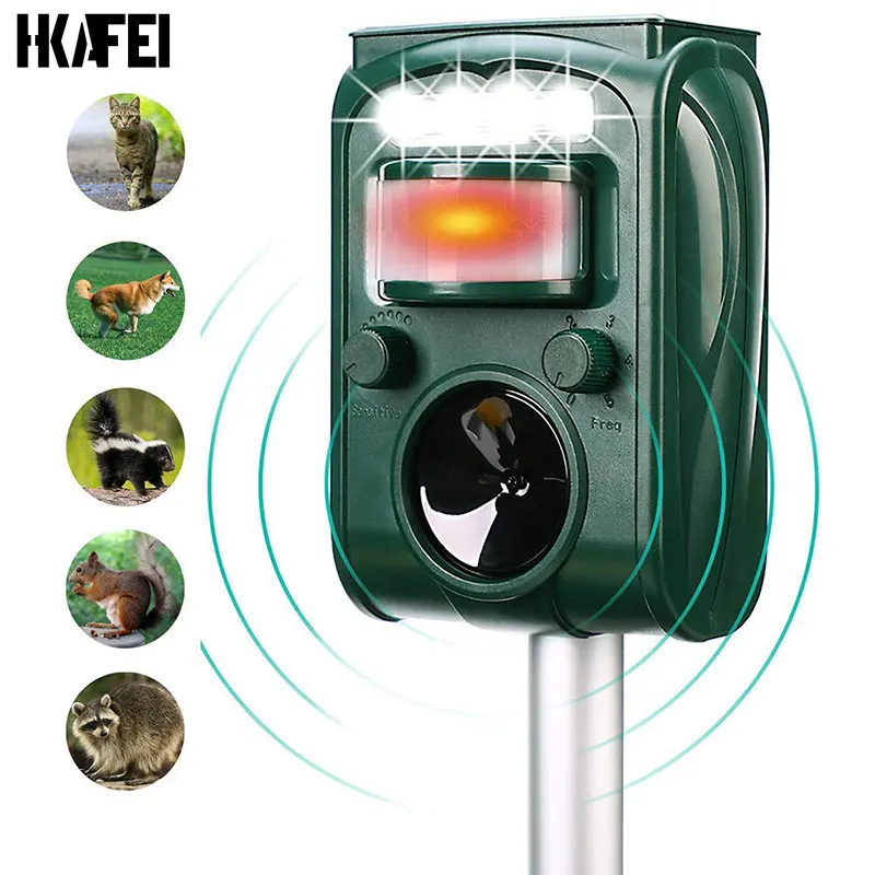 Solar Powered Outdoor Animal Repeller Motion Sensor Garden Flash Light Dog Cat Raccoon Rabbit Animal Dispeller Keep Animals Away