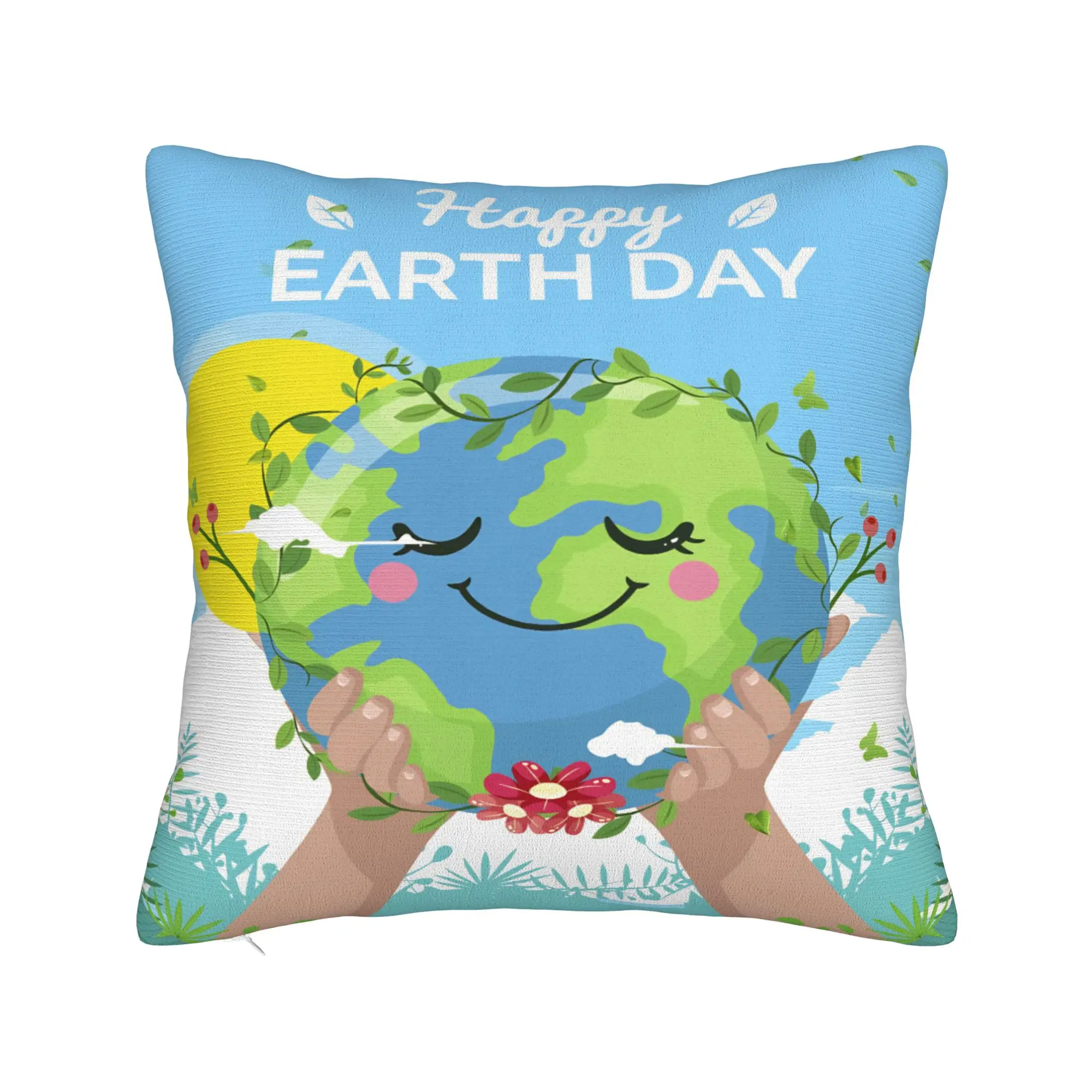 Go Planet Its Your Earth Day Square Pillowcases Polyester Car  Cushion Cover Funny Decorative Pillowcase 45*45