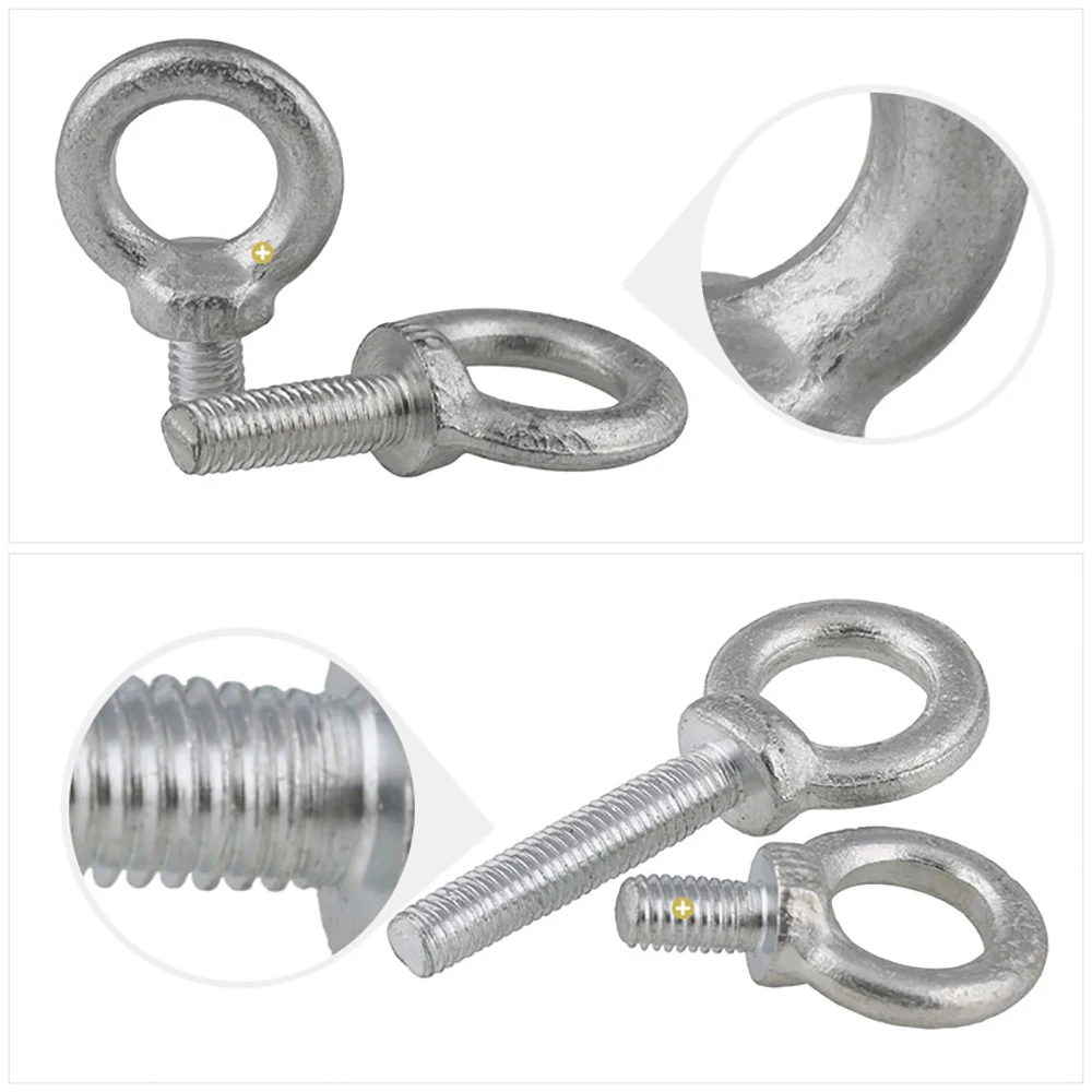 1pcs Eye Screw Bolts M6 M8 M10 M12 M14 M16 M18 M20 Zinc Plating Round Ring Hook Bolt Screw Eyebolt Fasterners