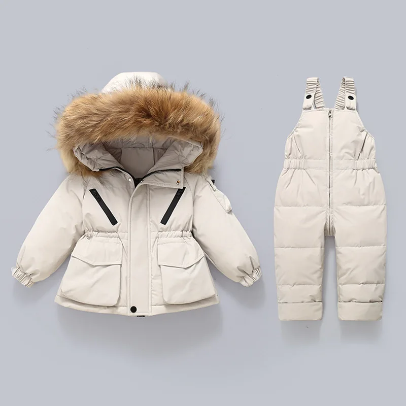 2026 Baby Girls Winter Overalls Jumpsuit Children Suits Boys Parka Overalls Toddler Girl Clothes Kids Snowsuit Children Set 2pcs