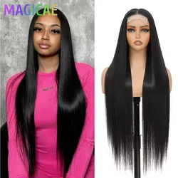 36Inches 4x4 Lace Front Synthetic Straight Wigs 330Grams Highlight Brown Blond 27/613 Lace Closure Wig High Fiber Cosplay Wig
