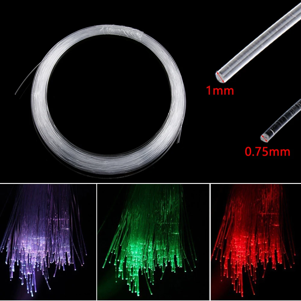 50m x 0.75mm/1.0mm PMMA włókno z tworzywa sztucznego kabel światłowodowy koniec świecące światło Led jasne DIY dla lekki silnik LED efekt nieba impreza dekoracyjna
