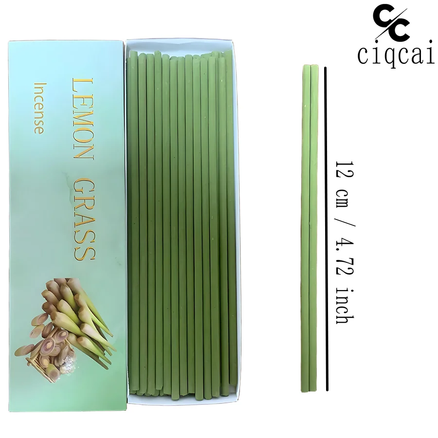High-Quality Lemongrass-Scented Thick Incense Sticks, 12cm / 4.72inch Natural Incense Sticks, Handcrafted from Lemongrass Powder, with a Strong and Long-Lasting Fragrance, Refreshing and Invigorating, Purifying the Air, Suitable for Home, Office, Hotels, Clubs, Etc., in a Luxurious Box, an Ideal Holiday Gift
