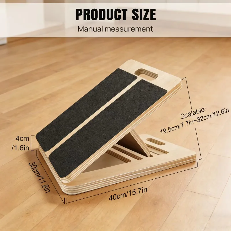 Wooden Slant Board Calf Stretcher 5 Adjustable Angles 330LBS Non Slip for Ankle Physical Therapy Squat Training