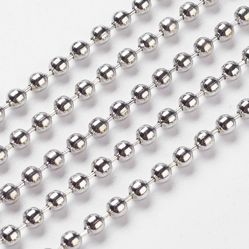 50m/roll 3.2mm Bead Iron Ball Chains Bulk Ball Bead Chain Soldered with Spool For DIY Necklaces Jewelry Making Accessories