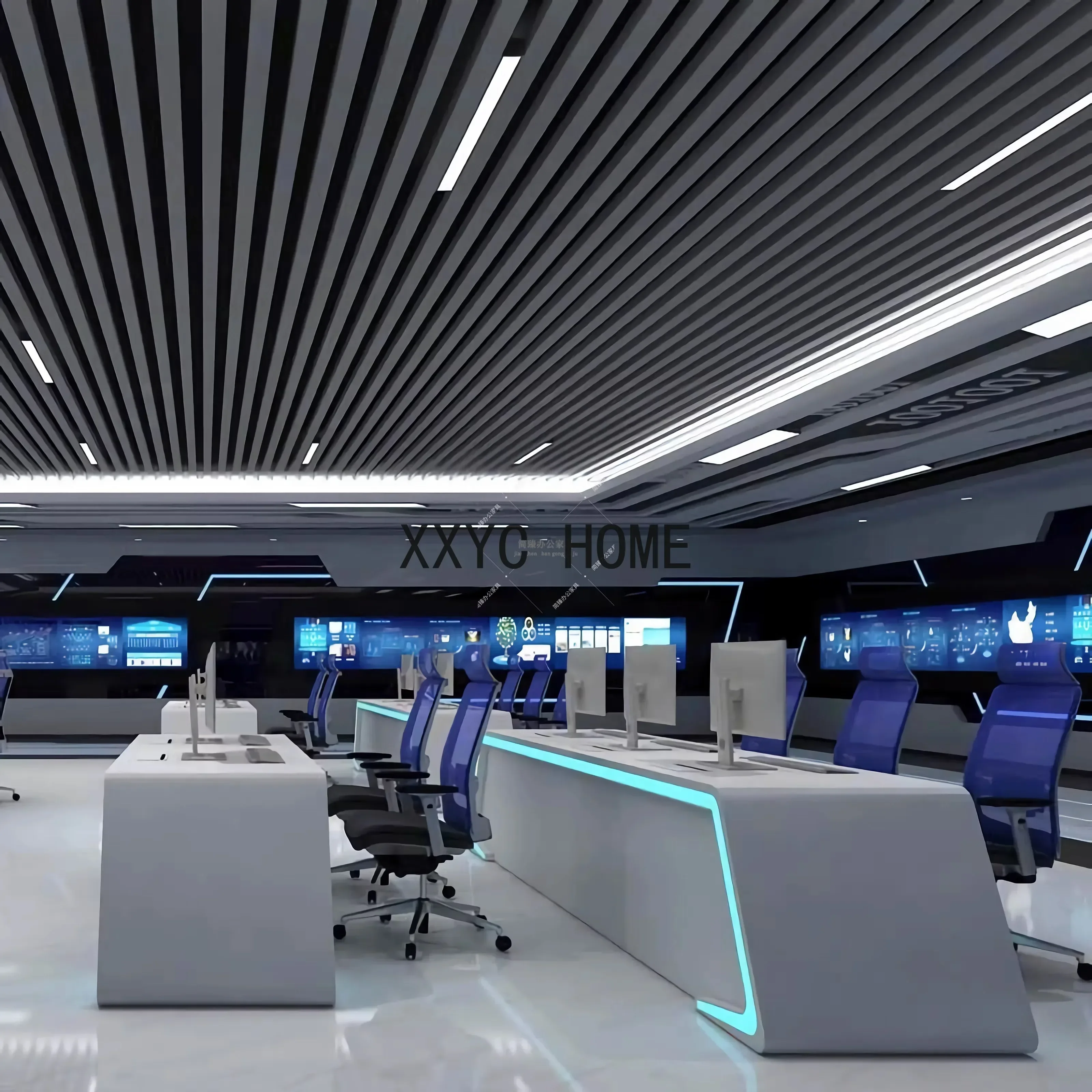 Command Center Workbench Console Console Multimedia Command Desk Computer Table and Chair