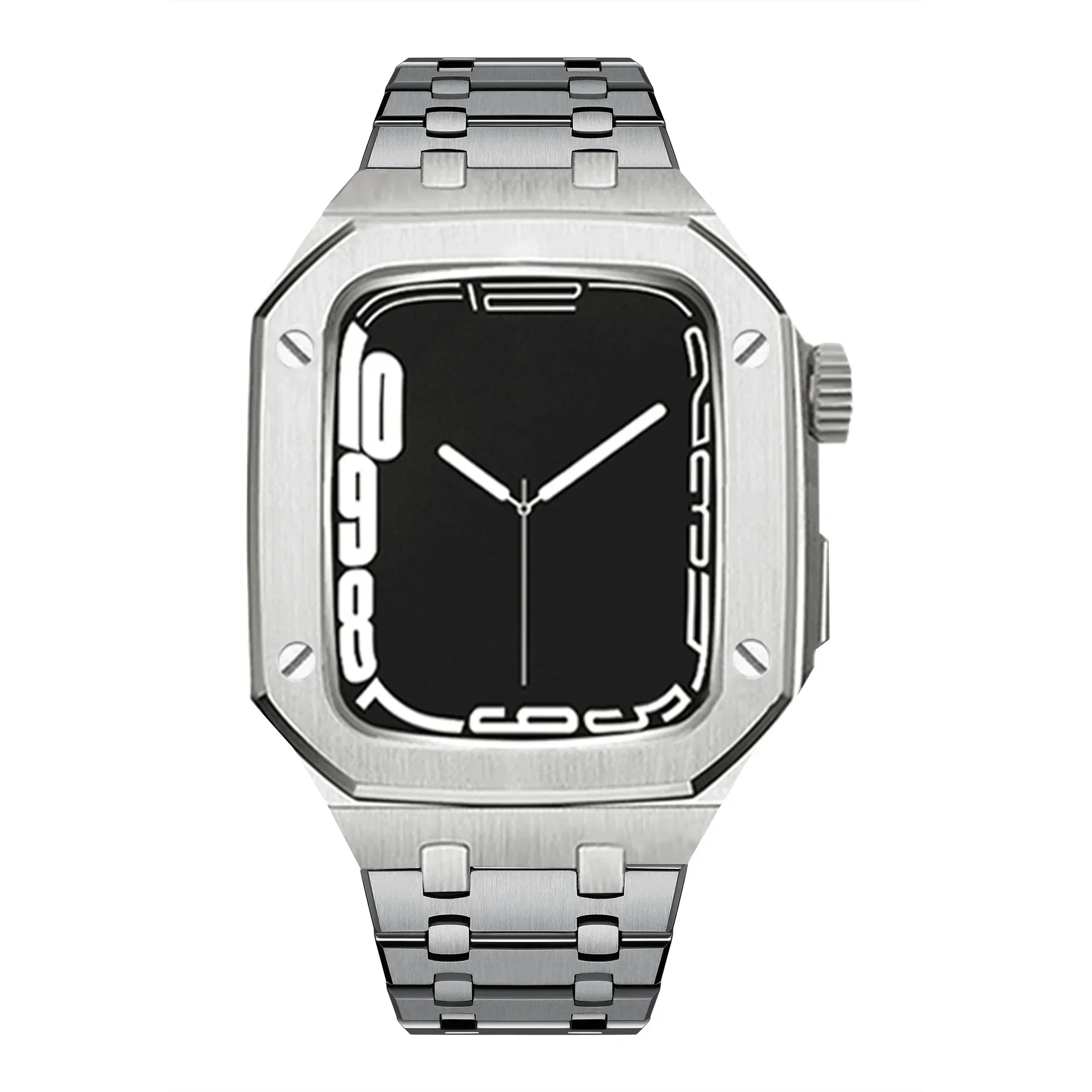 Luxuriöses Edelstahl-Mod-Kit für Apple Watch 11 10 9 8 7 46MM 44/45mm Metallrahmen für iWatch 6 5 4 3 SE 40/41mm Armband-Set – Detail 5