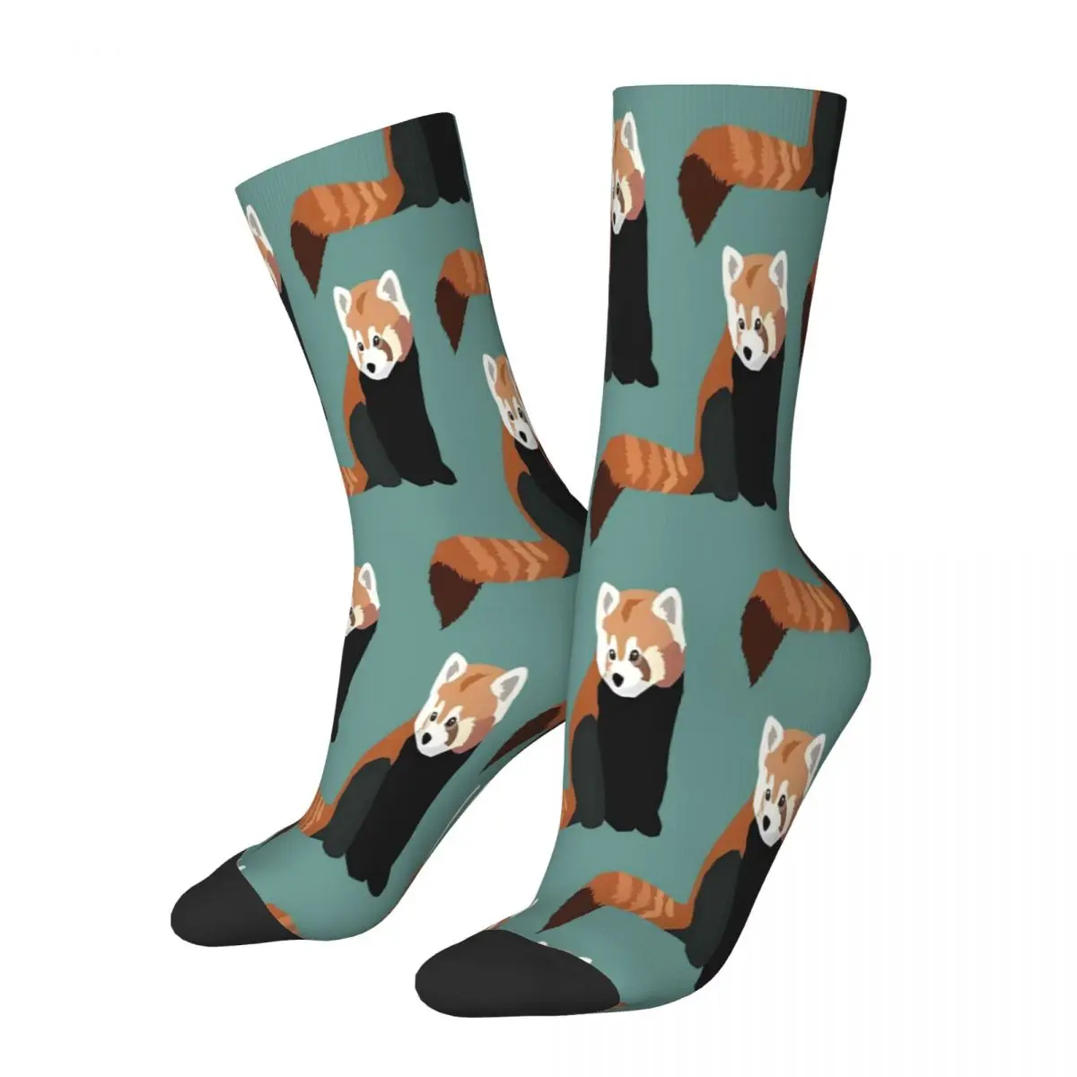 Red Pandas Are Staring Red Cute Panda Sock Printed Man Polyester