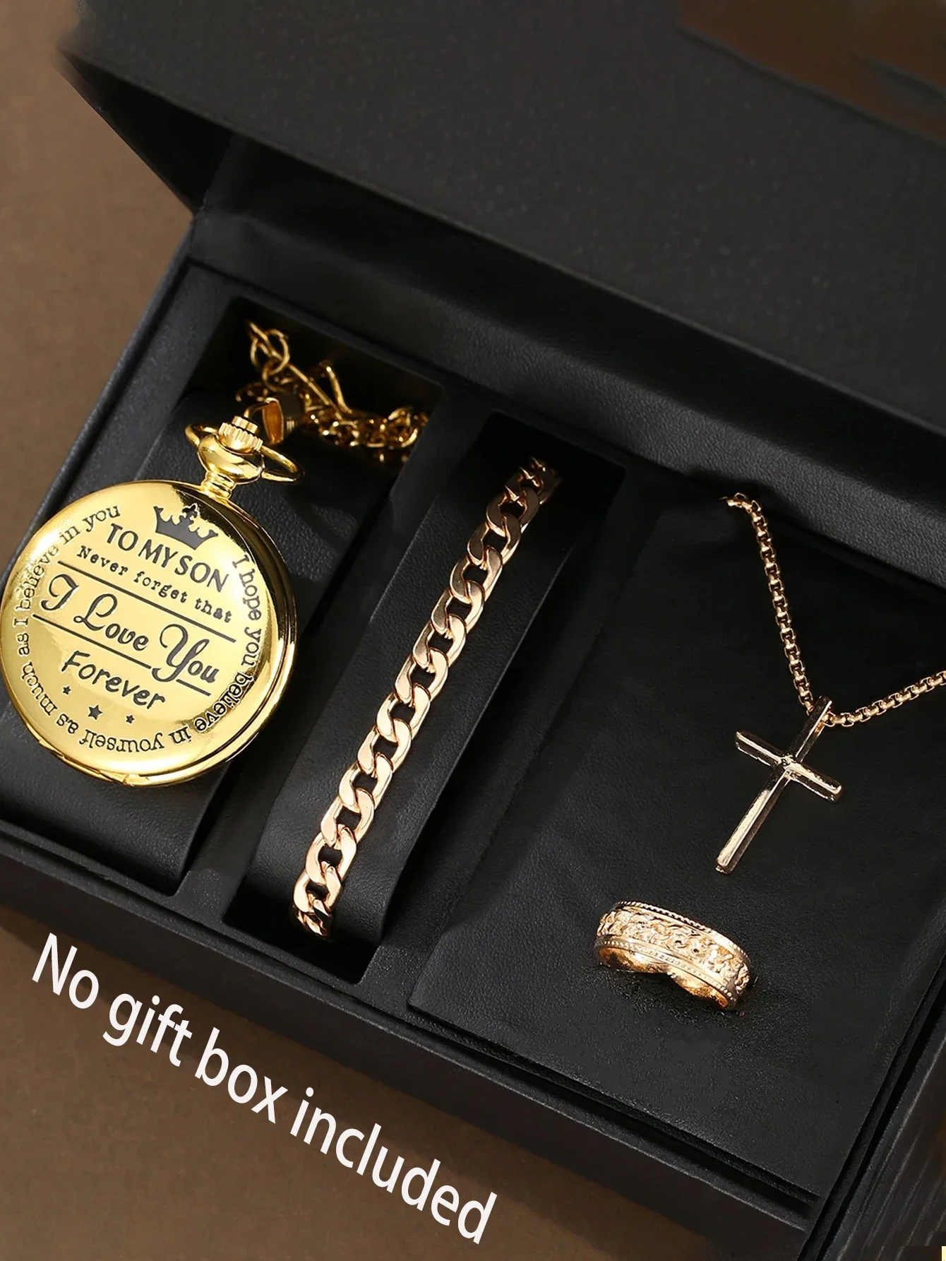 Pocket watch TO MY SON carved retro quartz pocket watch set
