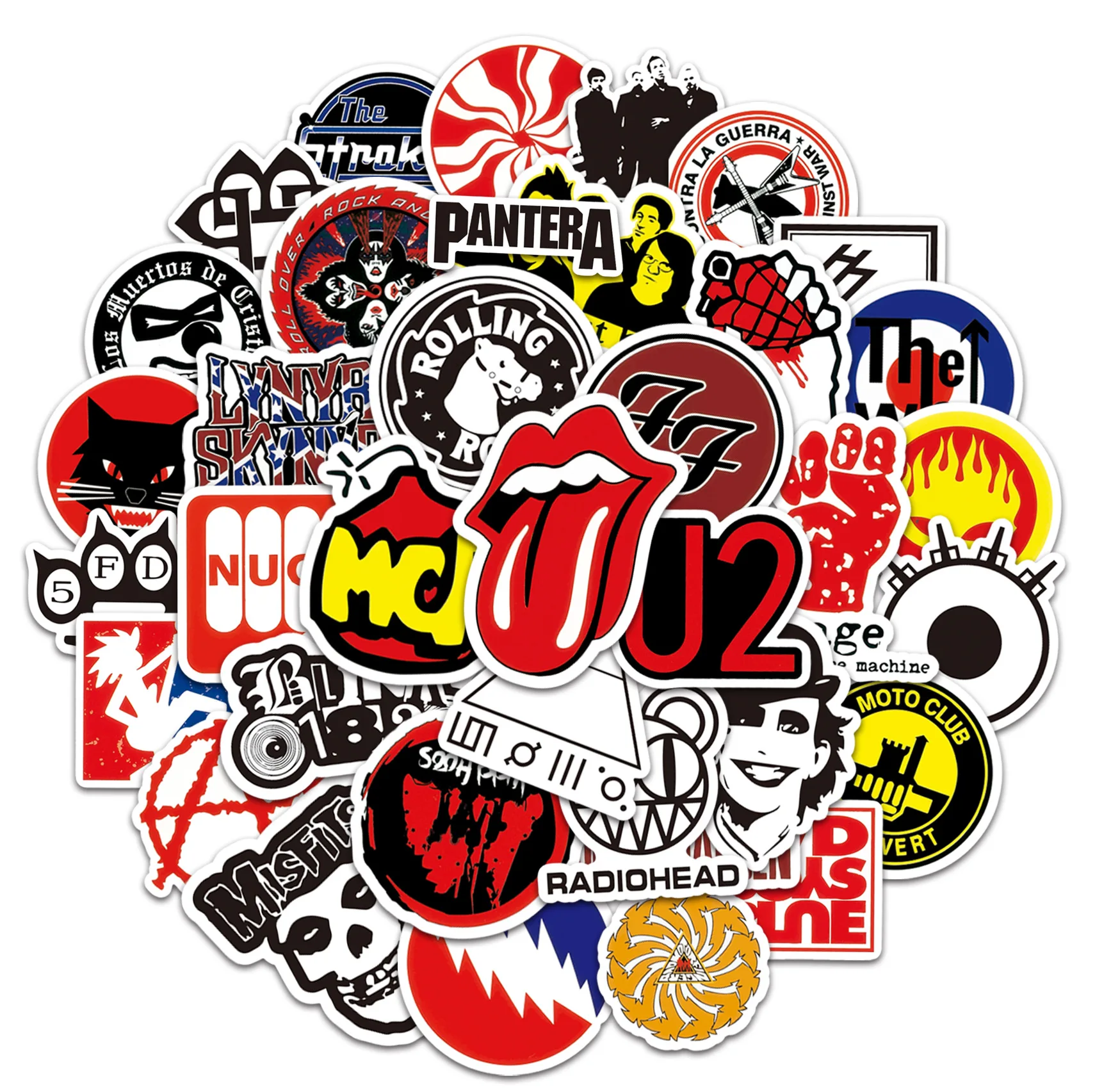 10/30/50Pcs Rock Band Logo Graffiti Stickers Luggage Motorcycle Skateboard Helmet Personality Waterproof Stickers Toys