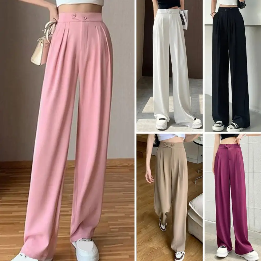 Korean M-3Xl Women Suit Wide Leg Pants Summer Thin High Waist Straight Trousers Fashion Office Lady Harajuku Casual Pant