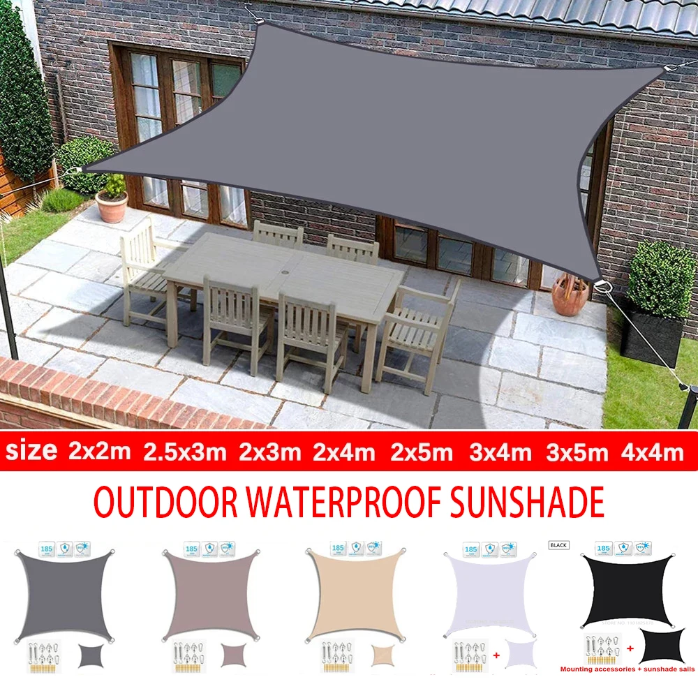 Outdoor Awnings Waterproof Sun Shade Sail Garden Canopi For Terrace Car Canvas Awning Rectangle Pool Sun-Shelter Sunshade Sail