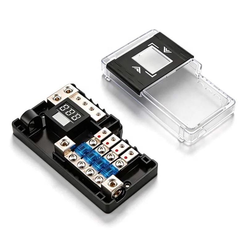 ZING EAR M Car Fuse Box 4-Way Splitter 4x AFS Output LED Light Fuse Holder Multifunctional Stand for Audio Amplifier