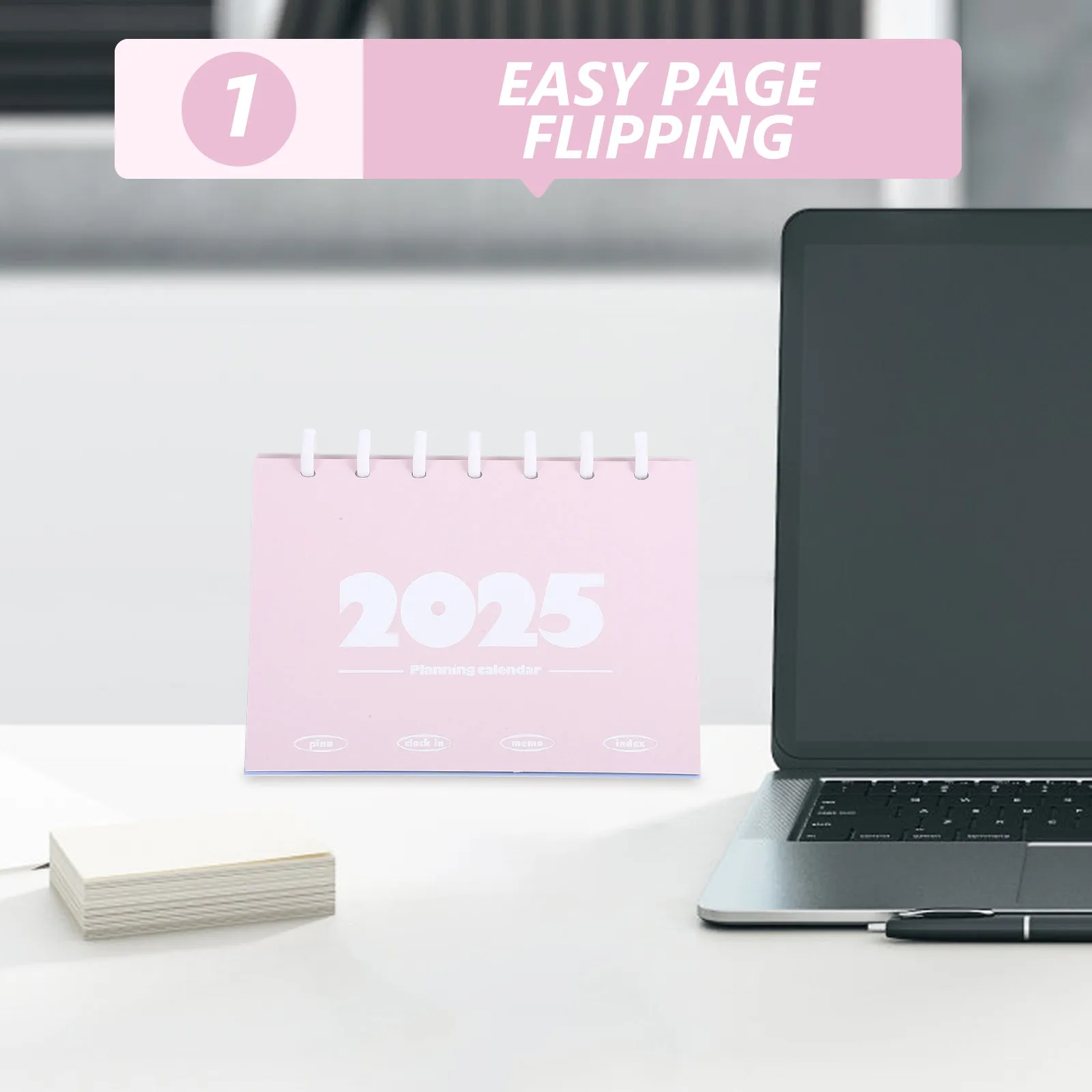 学術用卓上カレンダー2025。オフィス用品。毎日使える、おしゃれな卓上年間カレンダー。