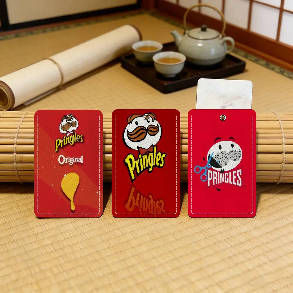 Modischer P-Pringles L-LLC Stilvoller Leder-Kartenhalter Schlüsselanhänger Reisefreundliches Etui für Essentials