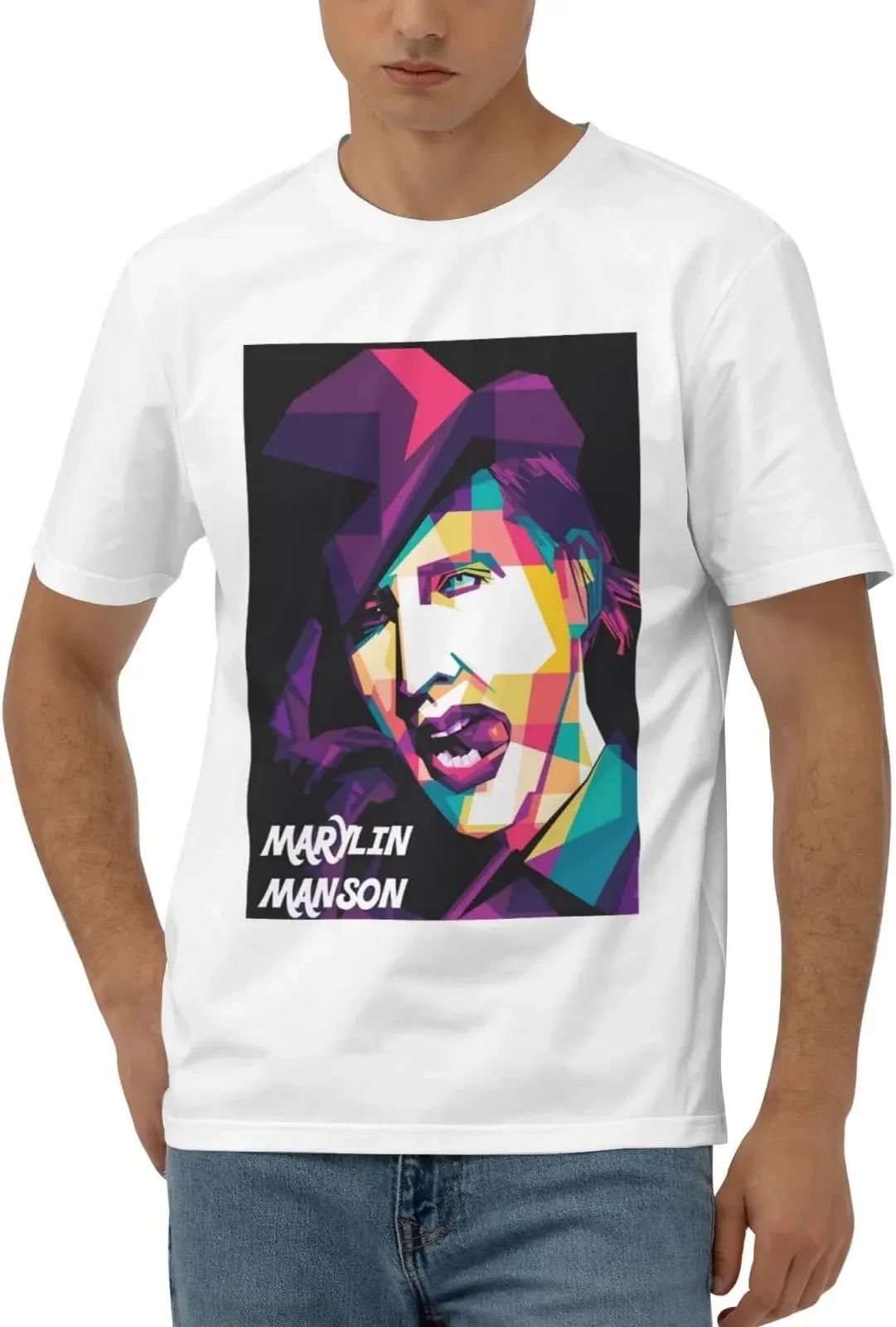 Marilyn Music Manson Shirt Soft Graphic Tees Men Cotton Short Sleeve Casual  Tees High Quality 100%Cotton Short Sleeve