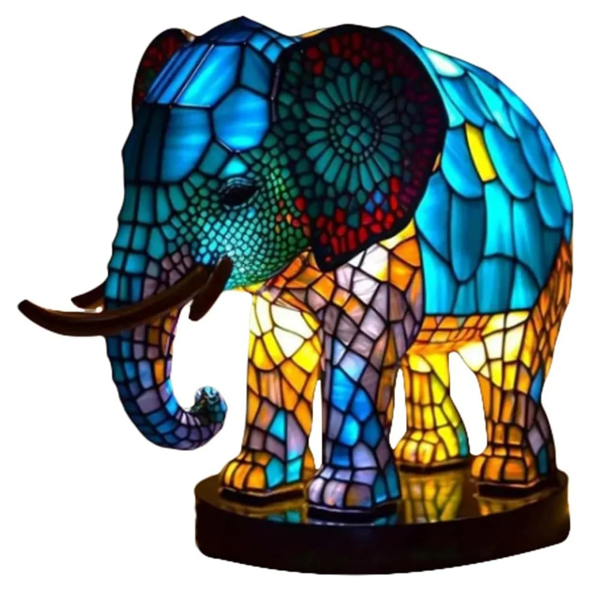 Animal Table Lamp Dyed Resin Elephant Lamp Desktop Night Light Table Night Light,3D Stained Animal Night Light Lamp