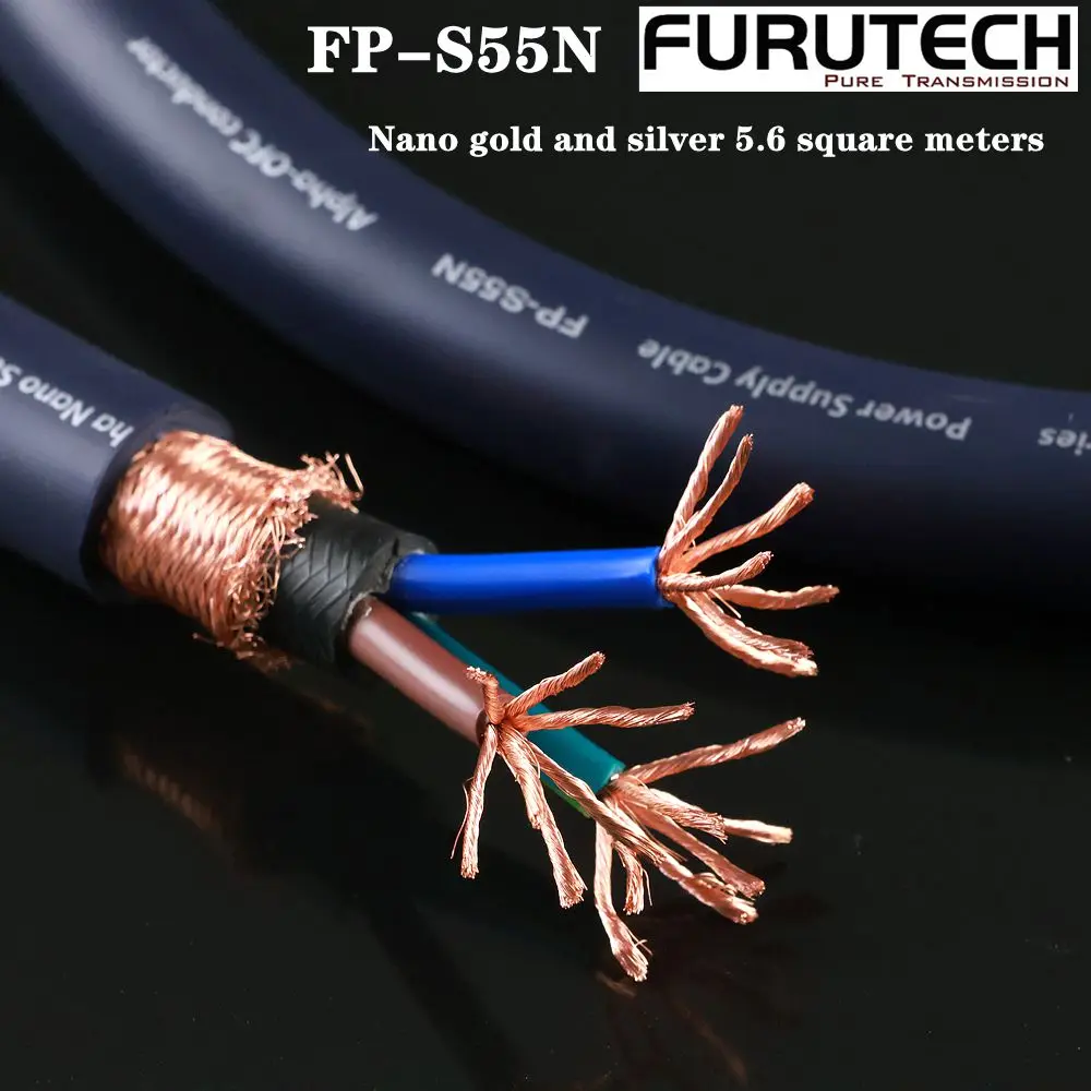 Furutech FP-S55N Nano Gold Silver Plated Power Cable Bulk Wire Hi-Fi Audiophile DIY AC Power Cord For Amplifier Speaker