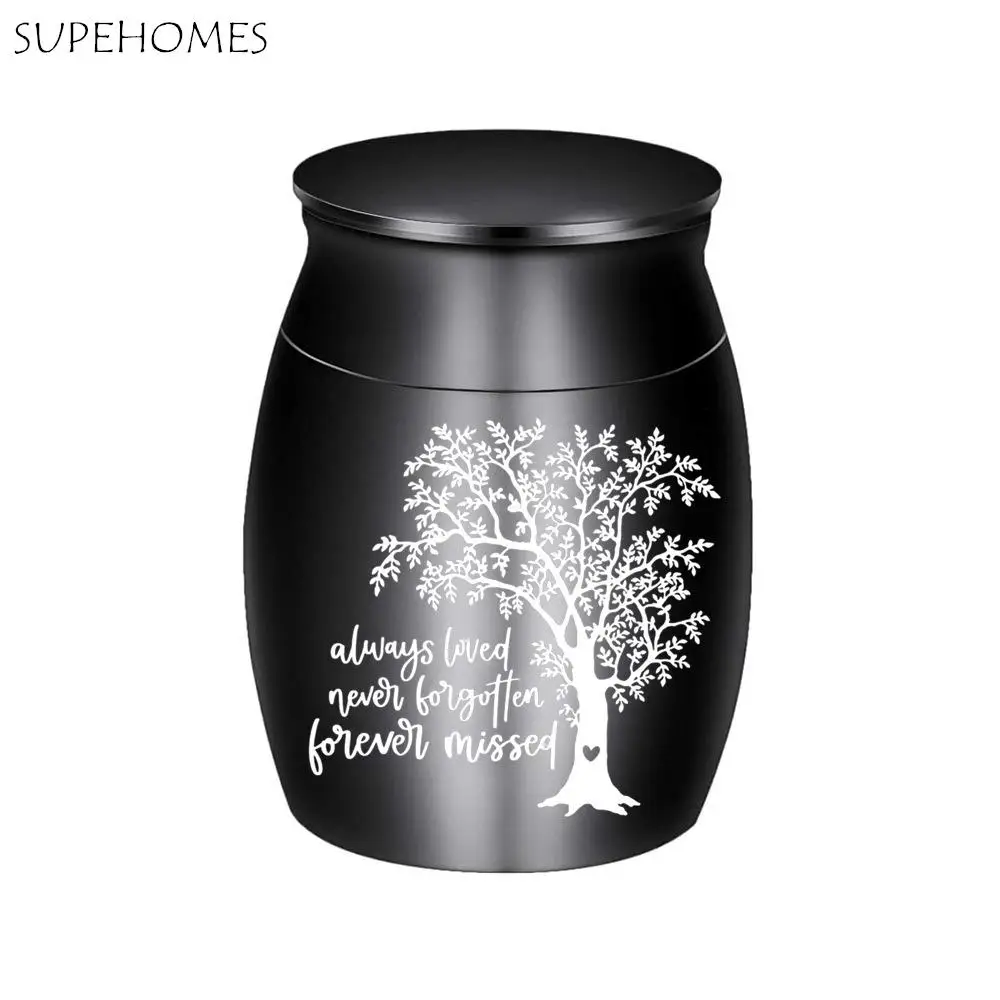 

Aluminum Alloy Pet Ashes Container Waterproof Tree Pattern Ashes Sealed Box with Lid Dustproof Pet Teeth Hair Storage Box
